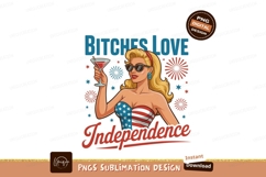 Patriotic Woman Holding Cocktail With Fireworks image Product Image 1