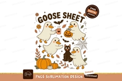 Cute ghost ducks celebrating Halloween with pumpkins Product Image 1