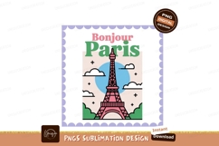 Format: Title: Bonjour Paris Eiffel Tower Illustration Product Image 1