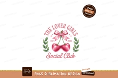 Pink cherries bow leaves social club image Product Image 1