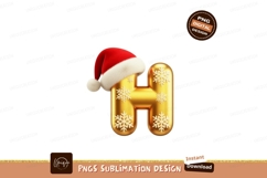 Golden H letter with Santa hat and snowflakes Christmas Product Image 1