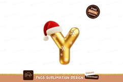 Golden letter Y with Santa hat and snowflakes Christmas Product Image 1