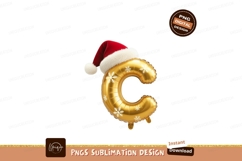 Golden letter C with Santa hat and snowflakes christmas Product Image 1