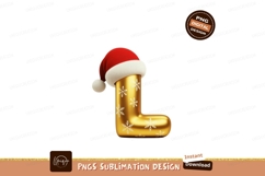 Golden letter L with Santa hat and snowflakes metallic Product Image 1