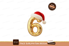Golden number six with snowflakes and santa hat image Product Image 1
