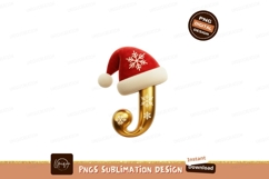 Golden J letter with Santa hat image Product Image 1