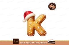 Gingerbread letter K with Santa hat Christmas Product Image 1