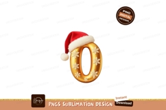 Golden zero with santa hat and snowflakes image Product Image 1