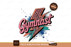 Gymnast Text With Thunderbolt Sublimation Png Product Image 1
