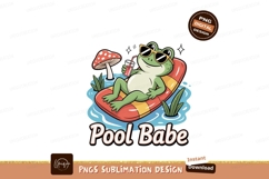 Frog relaxing on inflatable with drink and mushroom Product Image 1
