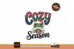 Frog wearing santa hat holding mug with bird image Product Image 1