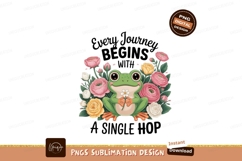 Cute frog holding flower surrounded by colorful roses Product Image 1