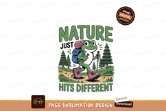 Happy frog hiking with backpack and poles nature Product Image 1