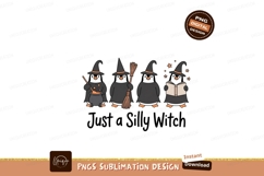 Four witches with hats and cloaks broom cauldron Product Image 1