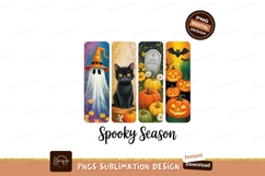 Ghost cat pumpkins bats spooky Halloween black orange Product Image 1