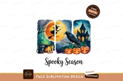 Halloween scene with witch cat crow pumpkins image Product Image 1