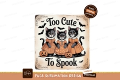 Three black cats in dresses with pumpkins kittens orange Product Image 1
