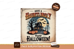 Spooky house with pumpkins and bats Halloween haunted Product Image 1