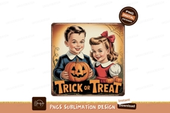 Vintage Halloween Children With Pumpkin girl Product Image 1