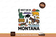 Montana travel icons liberty bear horse canoe image Product Image 1