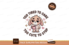 Tired bunny with coffee cup pajamas Product Image 1