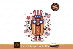 Patriotic hot dog character with flags hotdog american Product Image 1