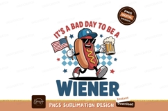 Patriotic hot dog holding beer and flag hotdog american Product Image 1