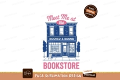 Blue bookstore building with pink text image Product Image 1