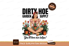Retro woman gardening with tulips pinup Product Image 1