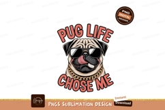 Pug wearing sunglasses and gold chain tongue Product Image 1