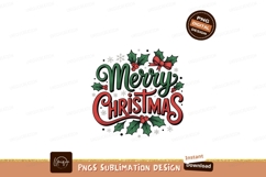 Festive Christmas Greeting with Holly and Bow berries Product Image 1