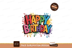 Colorful happy birthday text with splatters image Product Image 1