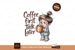 Child drinking coffee in pajamas steam Product Image 1
