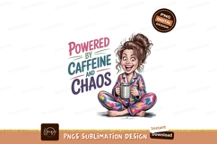 Woman powered by caffeine and chaos pajamas coffee Product Image 1