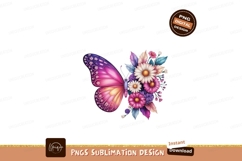 Pink butterfly with floral arrangement purple orange Product Image 1