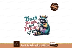 Colorful raccoon wearing crown holding paper trash Product Image 1