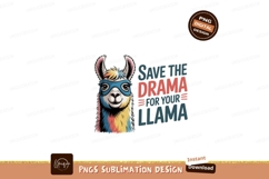 Colorful llama wearing mask with text drama Product Image 1