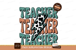 Retro Teacher Lightning Bolt Sublimation Design PNG Product Image 1