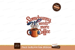 Blue bunny holding coffee mug orange Product Image 1