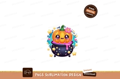 Cute pumpkin in cauldron with stars halloween Product Image 1
