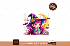 Chibi Witch Holding Potion Under Moon stars Product Image 1