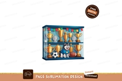 Husky Dog With Sports Trophies Display animal Product Image 1