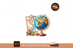 Globe map books magnifying glass image Product Image 1