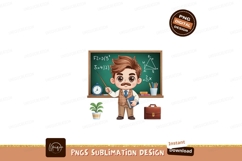 Teacher with chalkboard and briefcase mathematics education Product Image 1