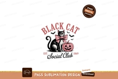 Black cat pink bow pumpkin bats image Product Image 1