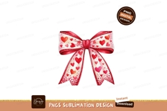 Red ribbon bow with hearts pink Product Image 1