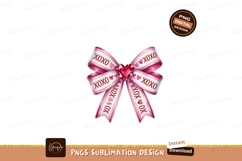 Pink ribbon bow with heart gemstone white Product Image 1