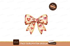 Cream bow with red pink hearts ribbon Product Image 1