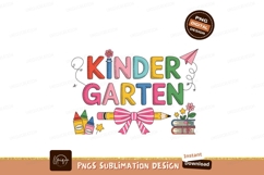 Colorful kindergarten school supplies and text education Product Image 1