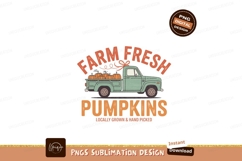 Green truck filled with pumpkins harvest autumnv Product Image 1